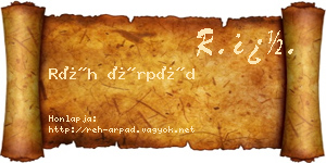 Réh Árpád névjegykártya